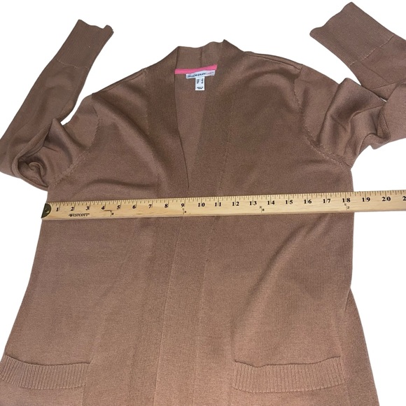 Isaac Mizrahi Brown Open Cardigan Sweater Sleeveless Top - Women’s Small 2PC - Picture 4 of 16